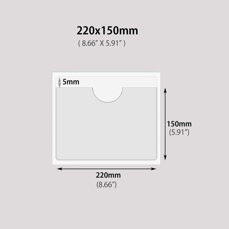 Baitoo Adhesive Clear Pockets,Self Adhesive Clear Label Pockets Adhesive Card Folder Plastic Pockets Holders Sleeves for Index Cards Planners Cabinet Shelves Photo Cd,10Pieces(220x150mm) - Image 2